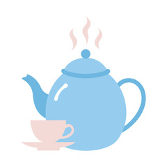 fine china, teapot, and steam rising in soft light