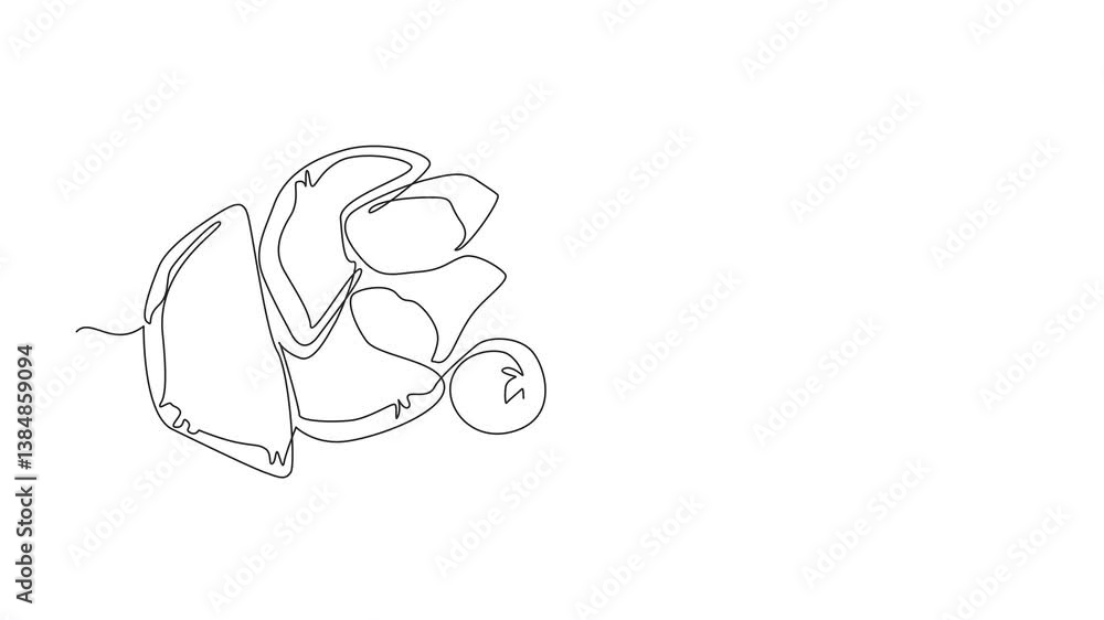 Aufkleber self drawing animation of continuous one line drawing stacked empanadas empanadas split in half. it 