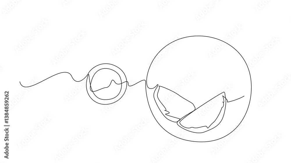 Poster animated self drawing of single one line drawing 5 pcs empanadas on a small round plate and make a c