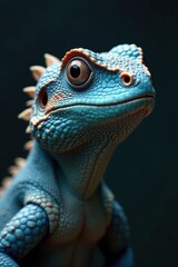 Fototapeta premium Scaled reptile with blue coloration, wide-set eyes and sharp fangs , fang details, eye details, reptile