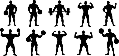 Gym silhouette on white background