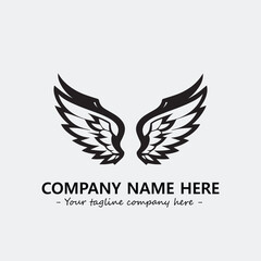 Wing illustration black and white for logo company vector image
