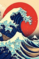 Traditional Japanese wave motif in a bold, modern design, patterns, nature