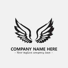 Wing illustration black and white for logo company vector image
