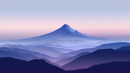 Fototapeta premium Serene Mountain Vista: A Breathtaking View of Layers of Mountains at Dawn