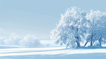 Winter Wonderland: Snow-Covered Trees in a Serene Landscape