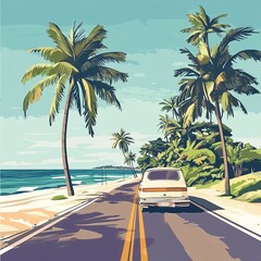 Summer seamless road trip illustrator