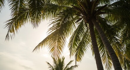 Fototapeta premium Golden Hour Palms AI Generated