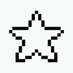 black and white star pixel art icon vector illustration.