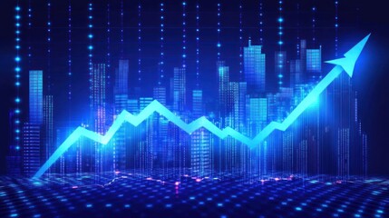 Futuristic city growth chart, showing progress, possible use in presentations, stock images