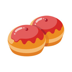 jelly filled donuts with powdered sugar and jam