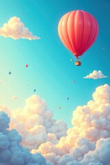 Fototapeta premium Whimsical illustrations of clouds and balloons , airy, whimsy