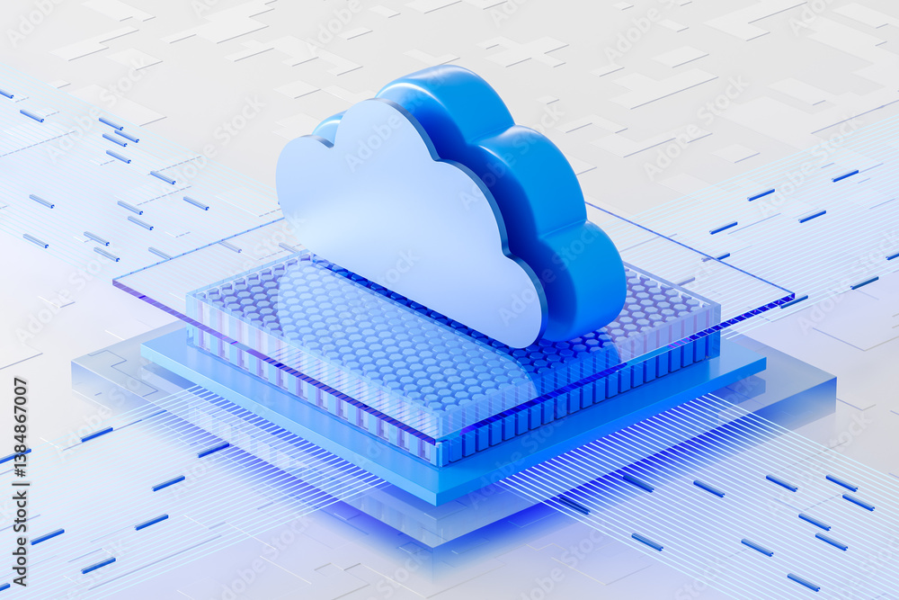 Aufkleber Cloud computing concept with futuristic design and 3D rendering. 3D Rendering