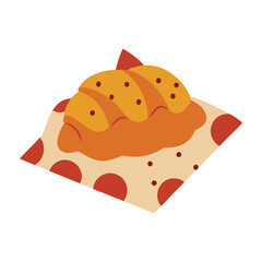  pain au chocolate on a patterned napkin