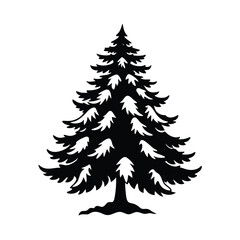 Obraz premium christmas tree silhouette vector art illustration