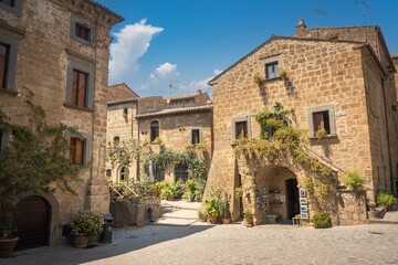 Buildings in Civita di Bagnoregio - ancient italian town. Italy,