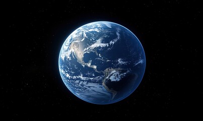 Obraz premium Earth from Space Showing North and South America with Beautiful Blue Oceans