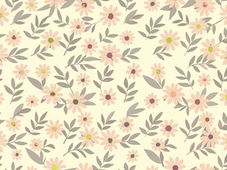 seamless pattern with flowers and leaves, floral pattern for textile design and digital papers, seamless background with leaves