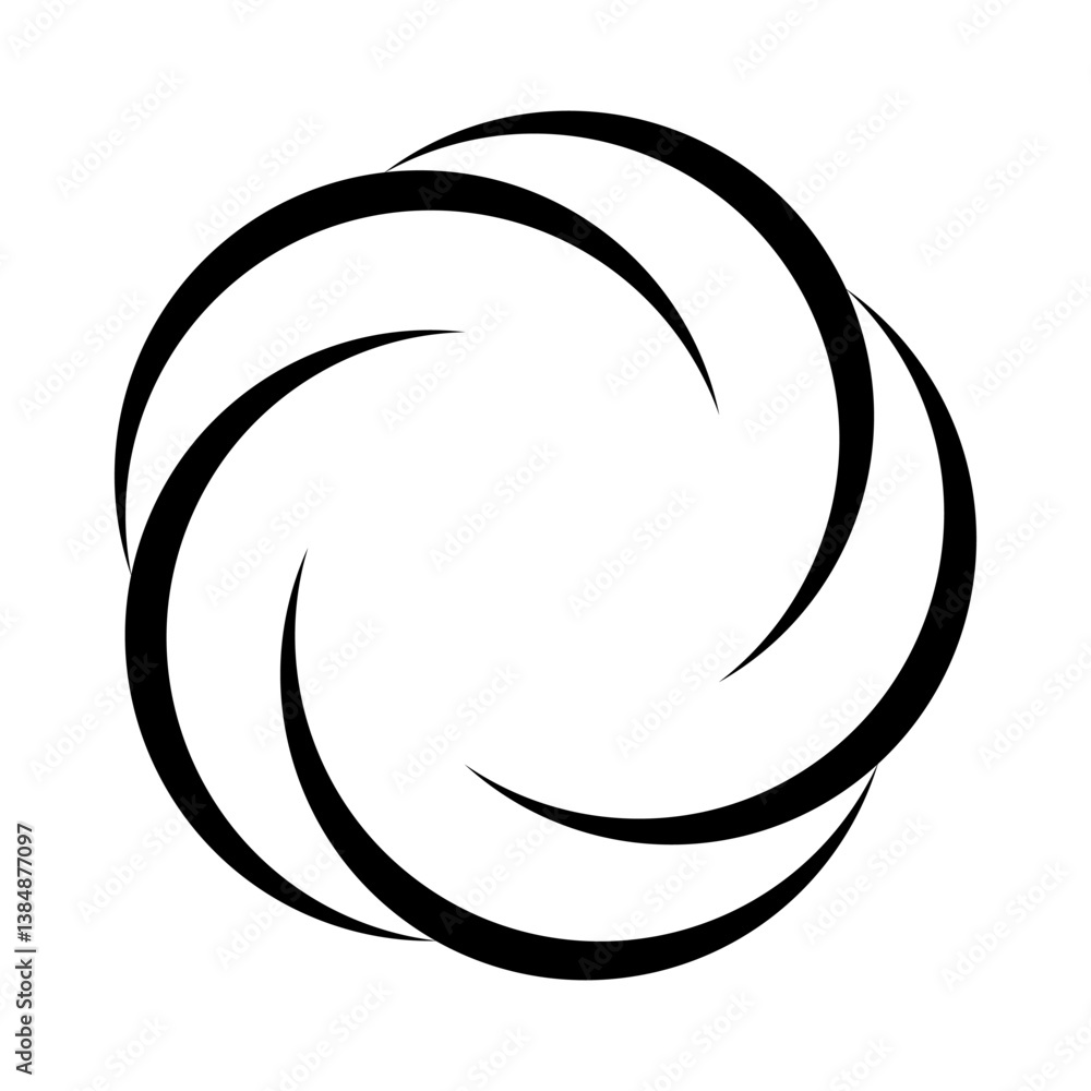Poster Dynamic Swirl Symbol Icon, Intertwined Crescents, Dynamic Circular Hypnotic Spiral