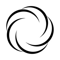 Dynamic Swirl Symbol Icon, Intertwined Crescents, Dynamic Circular Hypnotic Spiral