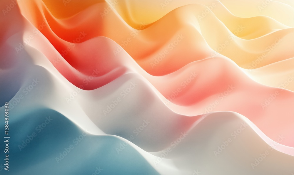 Poster colorful abstract waves in soft gradients creating a serene and dynamic visual effect