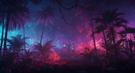 Neon Jungle Dreamscape AI Generated