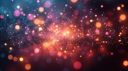 Fototapeta premium Abstract galaxy of glowing particles in a warm color palette design