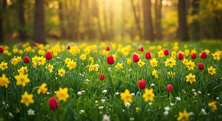 Fototapeta premium Golden Hour Bloom AI Generated