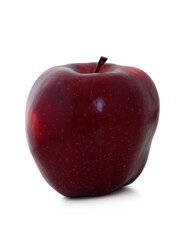 Vibrant red apple glistens under soft light, showcasing its smooth texture and rich color, inviting a sense of freshness and healthiness