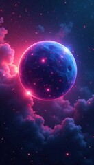 Obraz premium Gently pulsing orb floats amidst nebulae glow, galaxy, floating object, space glow