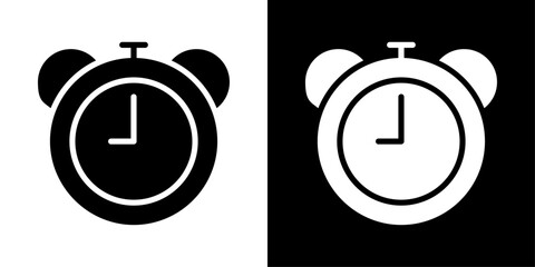 Alarm clock icons vector set in solid flat style