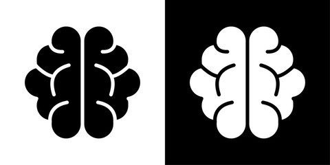 Brain icons vector set in solid flat style