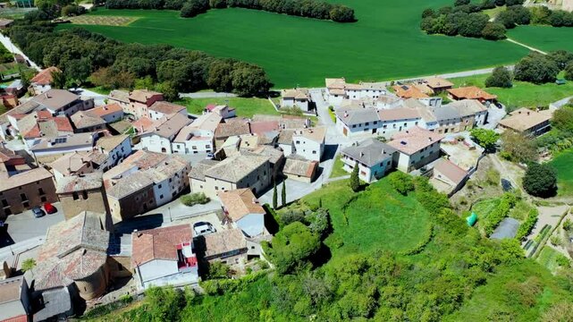 Aerial view revealing the charm of a picturesque spanish village