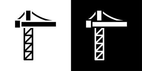 Construction crane icons vector set in solid flat style