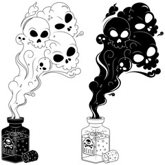 Poison bottle with toxic smoke