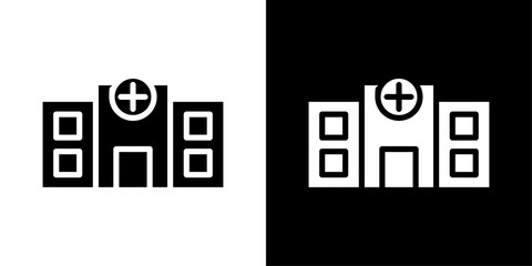 Hospital icons vector set in solid flat style