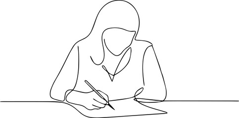 continues line one line art labor day female women office worker vector illustration