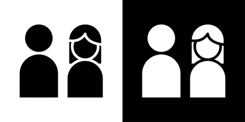 Man and woman icons vector set in solid flat style