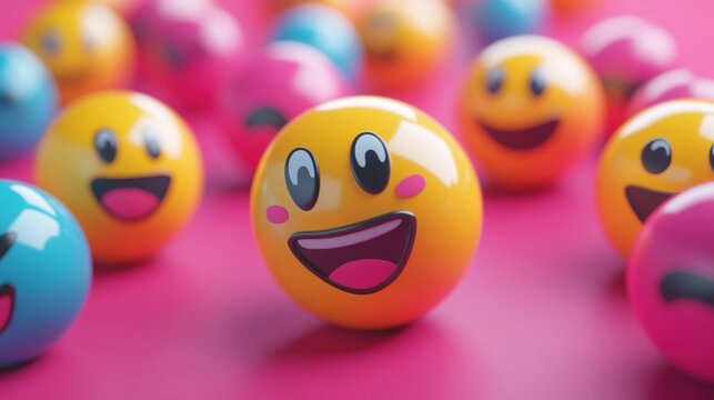 Emoji faces in various colors and expressions