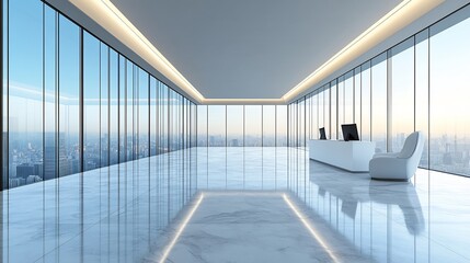 Obraz premium Modern Office Lobby City View.