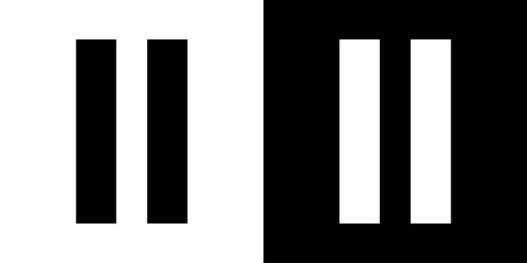 Pause button icons vector set in solid flat style