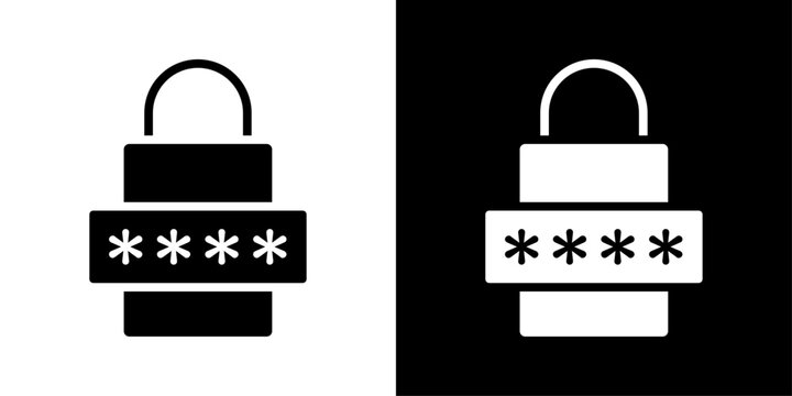 Password icons vector set in solid flat style