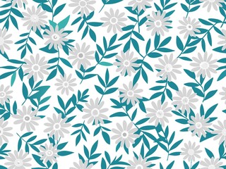 seamless pattern with flowers and leaves, floral pattern for textile design and digital papers, seamless background with leaves