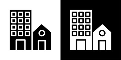 Real estate icons vector set in solid flat style