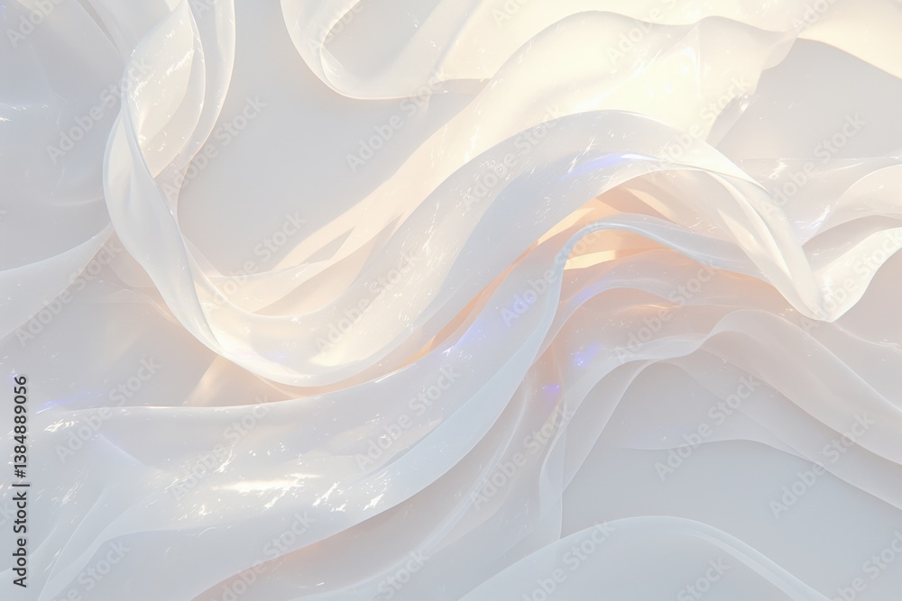 Poster flowing white fabric abstract with smooth curves and subtle highlights