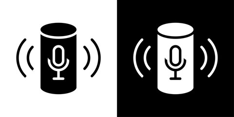 Smart speaker icons vector set in solid flat style