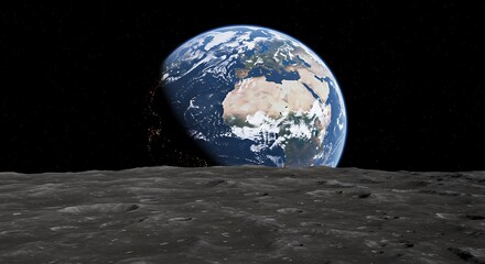 Lunar Vista: Earthrise AI Generated