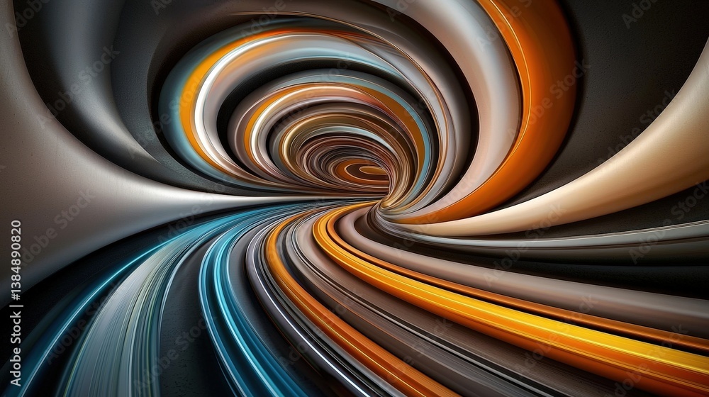 Poster a vibrant, swirling tunnel of colors and curves, creating a dynamic sense of movement and depth.