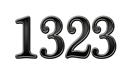 black metal 3d design of number 1323 on white background.