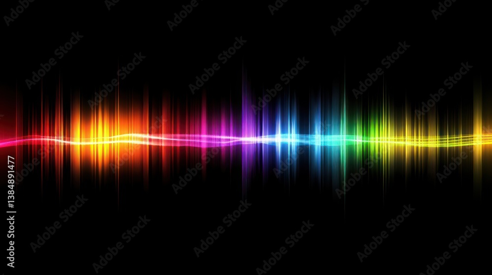 Poster harmonic spectrum visuals: a vibrant display of sound frequencies on black